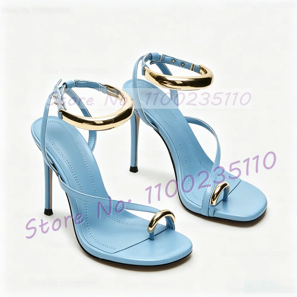 Metal Ring Decor Stiletto Thong Sandals Women Sexy Cross Strap Snakeskin Leather Shoes Party Trendy Chic Ankle Strap Flip Flops view 6