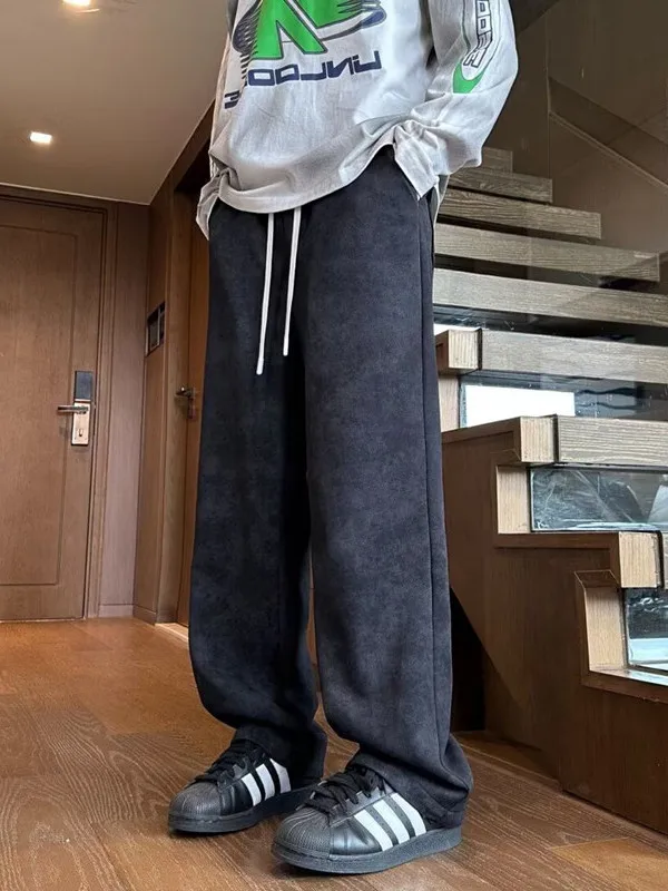 

Мужские повседневные брюки свободного кроя с прямыми штанинами, тонкие летние брюки с широкими штанинами для мужчин, удобные, дышащие, из полиэфирного волокна