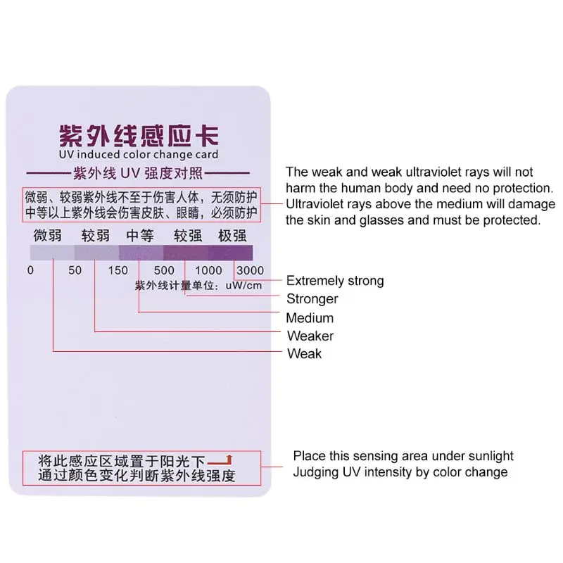 10 Pcs UV Light Lamp Life Test Paper Reptile Terrarium UVB Test Card Outdoor Sunshine UV Test Card Repeatable Durable M4YD