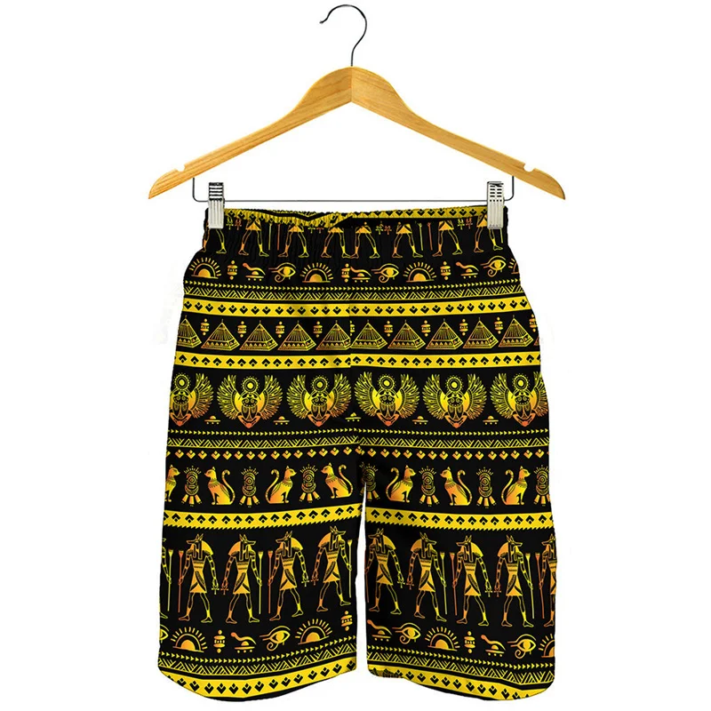 Ancient Egypt 3D Print Beach Shorts Men Egyptian Murals Graphics Surf Board Shorts Streetwear Short Pants Summer Swim Trunks