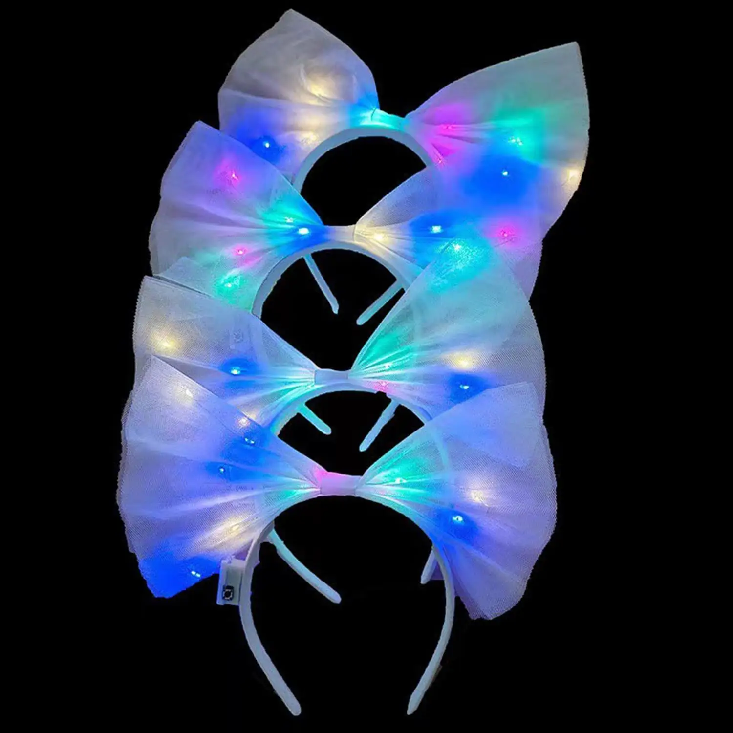 1 pçs led luminoso bandana led grande arco bandana aniversário casamento luminoso festival traje brilho no escuro luminoso hairband