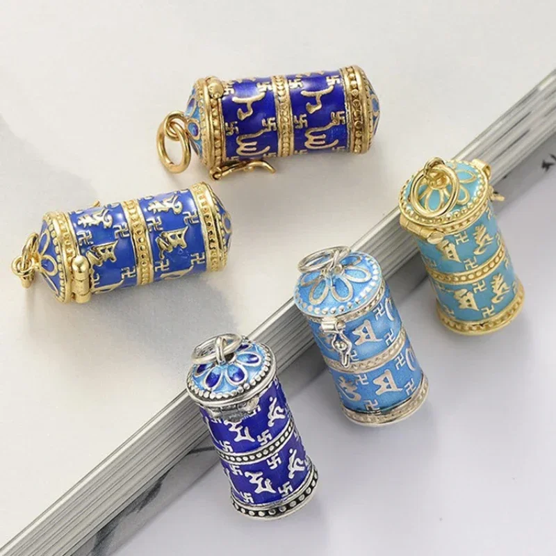 Vintage Shurangama Mantra Necklace DIY Religious Scripture Wishing Amulet Women\'s Perfume Bottle Bone Ash Box Pendant Jewelry