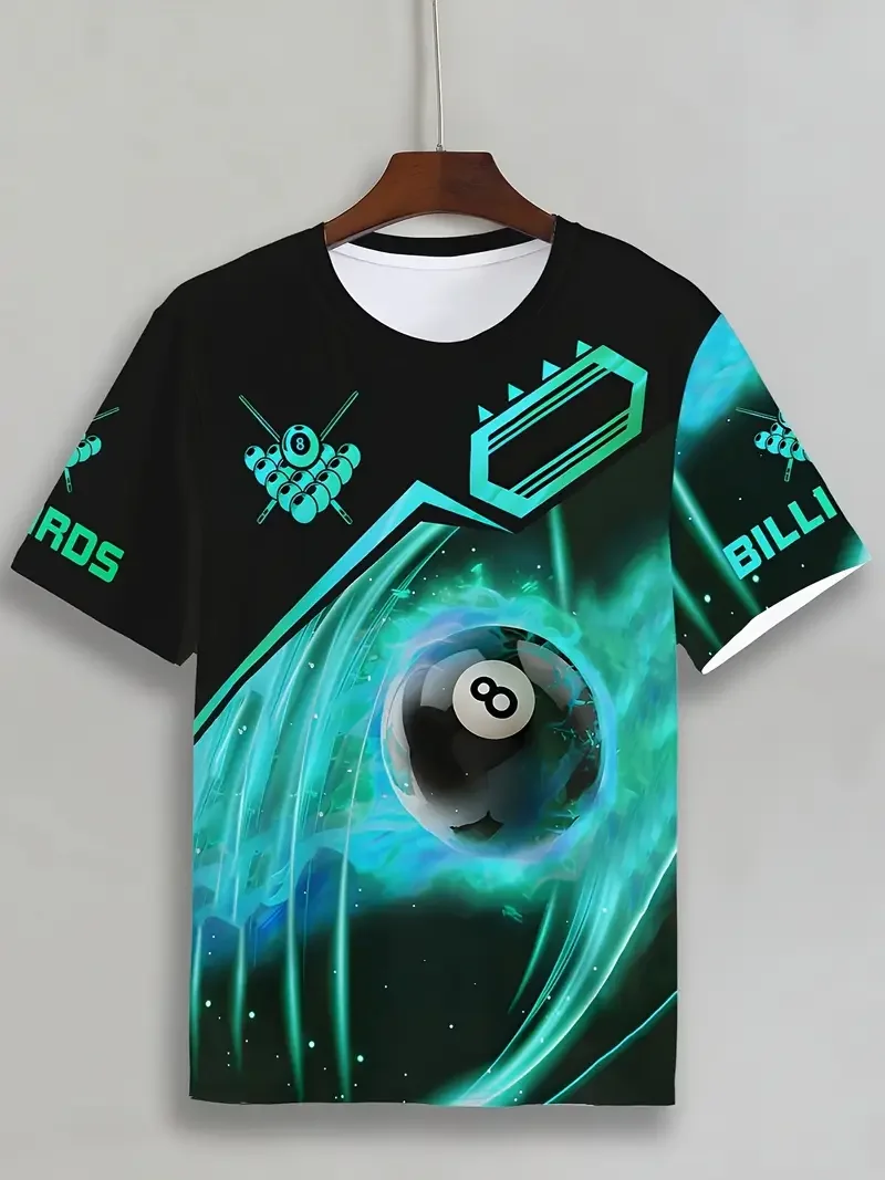 

2025 Summer Bowling Ball 3D Graphics T Shirts Streetwear Men Fashion Casual Oversized O-Neck Short Sleeved T Shirt Tees Tops