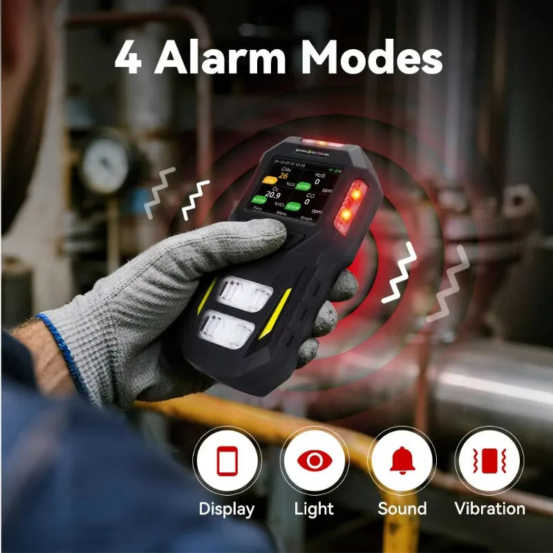 For BT-BX402 Portable High Accuracy Multi 4 Gas Detector Fall Alert Handheld O2 H2S CO LEL Li-On Rechargeable Gas Monitor for