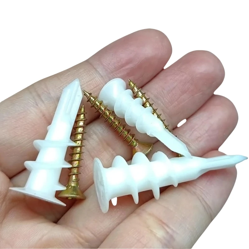 Self Drilling Drywall Anchor with Tapping Screw for Plasterboard Gypsum Hollow Cavity Wall Expansion Plug Plastic Nylon 10sets