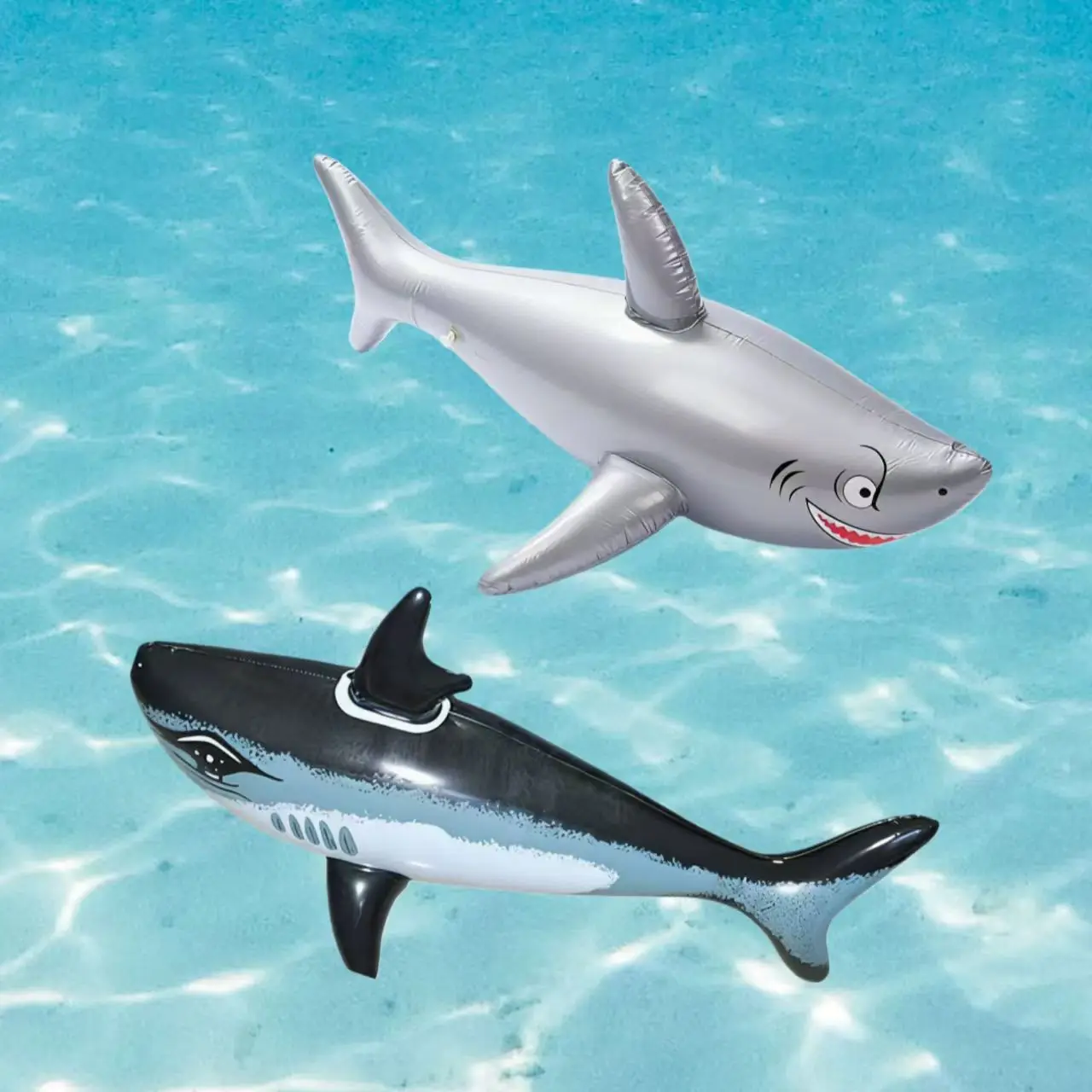 

2026 Hot Selling PVC Inflatable Shark Rider Pool Float, Cartoon Shark & Realistic Fish Water Play Toys for Kids