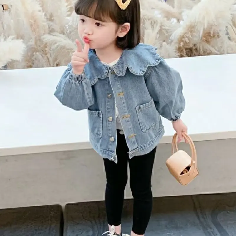 

Spring Autumn Kids Denim Jackets for Girls Baby Cute Jean Coats Fashion Child Kids Outwea Jackets Jean 2023 New