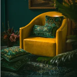 Green Pillows Luxury Velvet Cushion Case Flora Bird Decorative Pillow Cover For Sofa Country Style Home Decorations