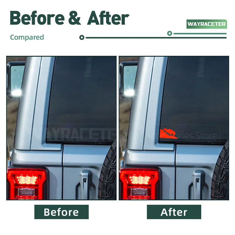 2 Pcs Creative Window Sticker Corner Decor Reflective Vinyl Decal For Jeep Wrangler JK JL TJ YJ CJ JLU Rubicon Unlimited Sport