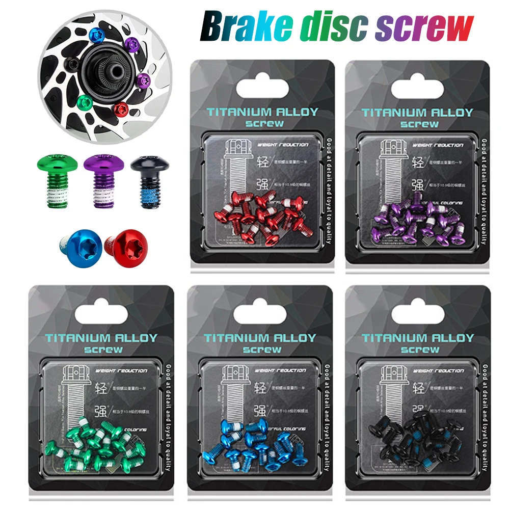 12pcs M5x10mm Disk Brake Rotor Bolts Colorful Stainless Steel MTB Mountain Bike T25 Brakes Disc Fixed Screw Bicycle Accessories