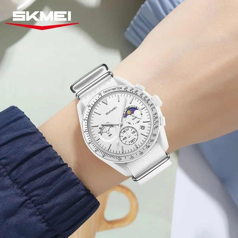 SKMEI 9392 Nylon Strap Watch Gifts Reloj Mujer Quartz Chronograph Watches Men Women Date 30M Waterproof Sport Wristwatch Fashion gallery 2