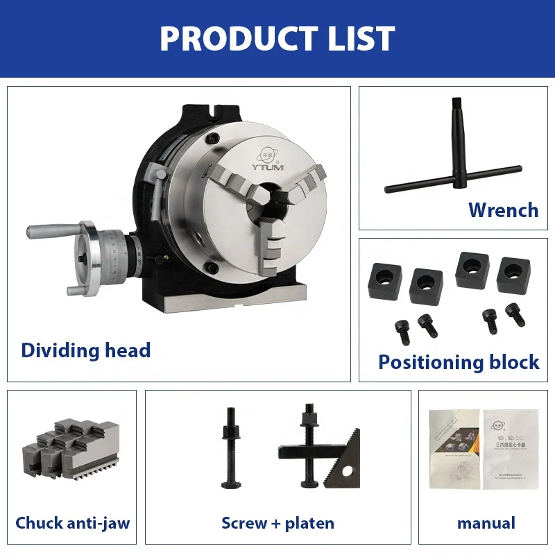 5 inch Dividing Head For CNC Milling Machine Universal Indexing Head With 3 Jaw 4inch Chuck