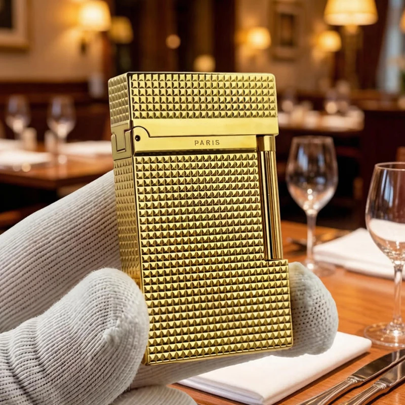 

Luxury branded lighter, Classic Engraved Grid,cigarette accessories, loud sound. Includes consumables. Perfect gift for men