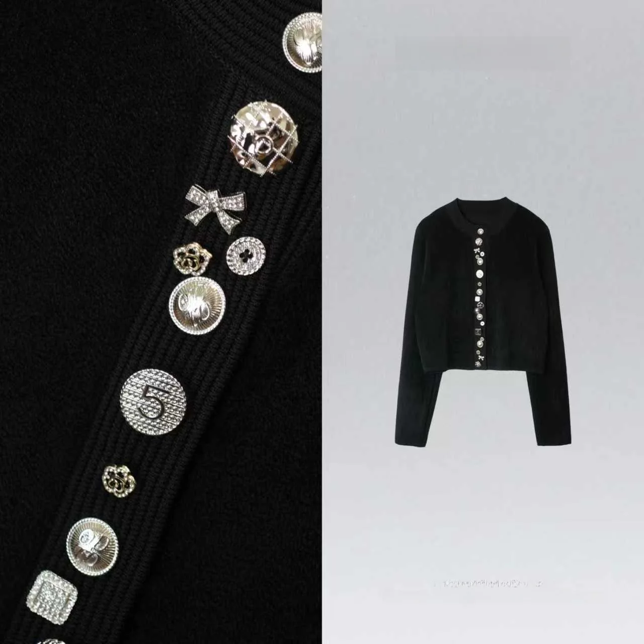 

EDM•STUDIO Ele Design Versatile Agel Lazy Rhinestone Button Open Cardigan Women's Knitted Sweater Spring 2025