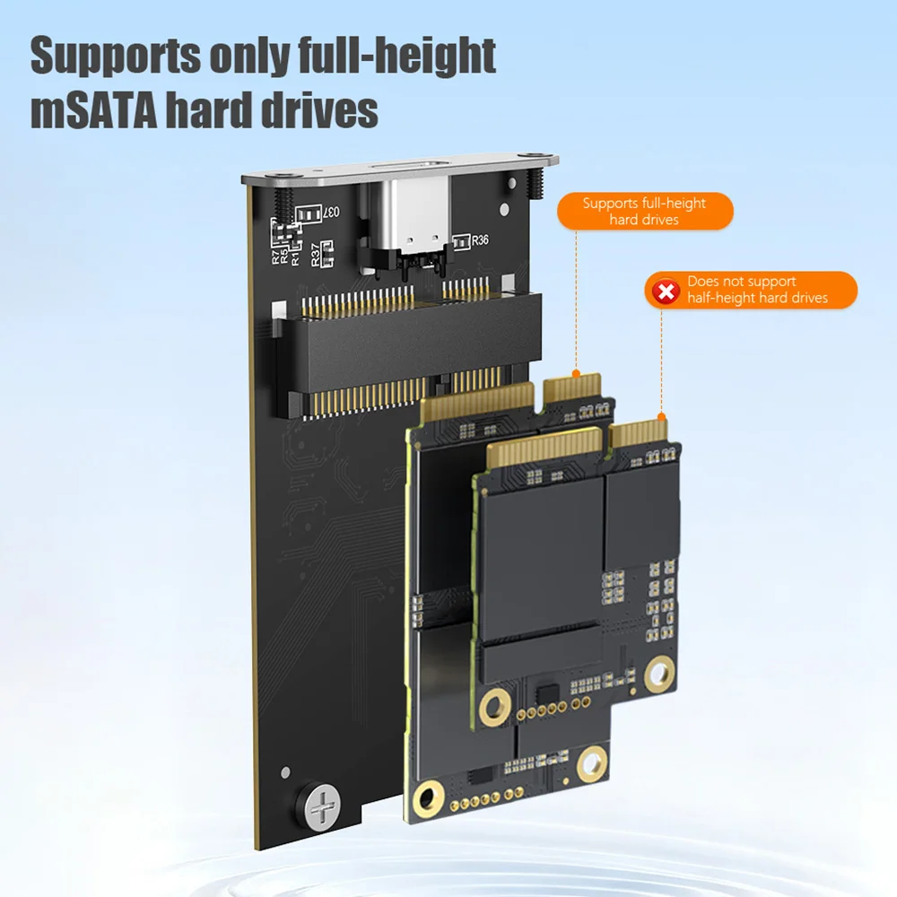 KEBIDUMEI Obudowa SSD mSATA do USB 3.1 z Radiatorem z Stopu Aluminium, 6Gbps, Obudowa na Dysk Twardy mSATA, Zewnętrzny Adapter do Przechowywania — zdjęcie produktu 4