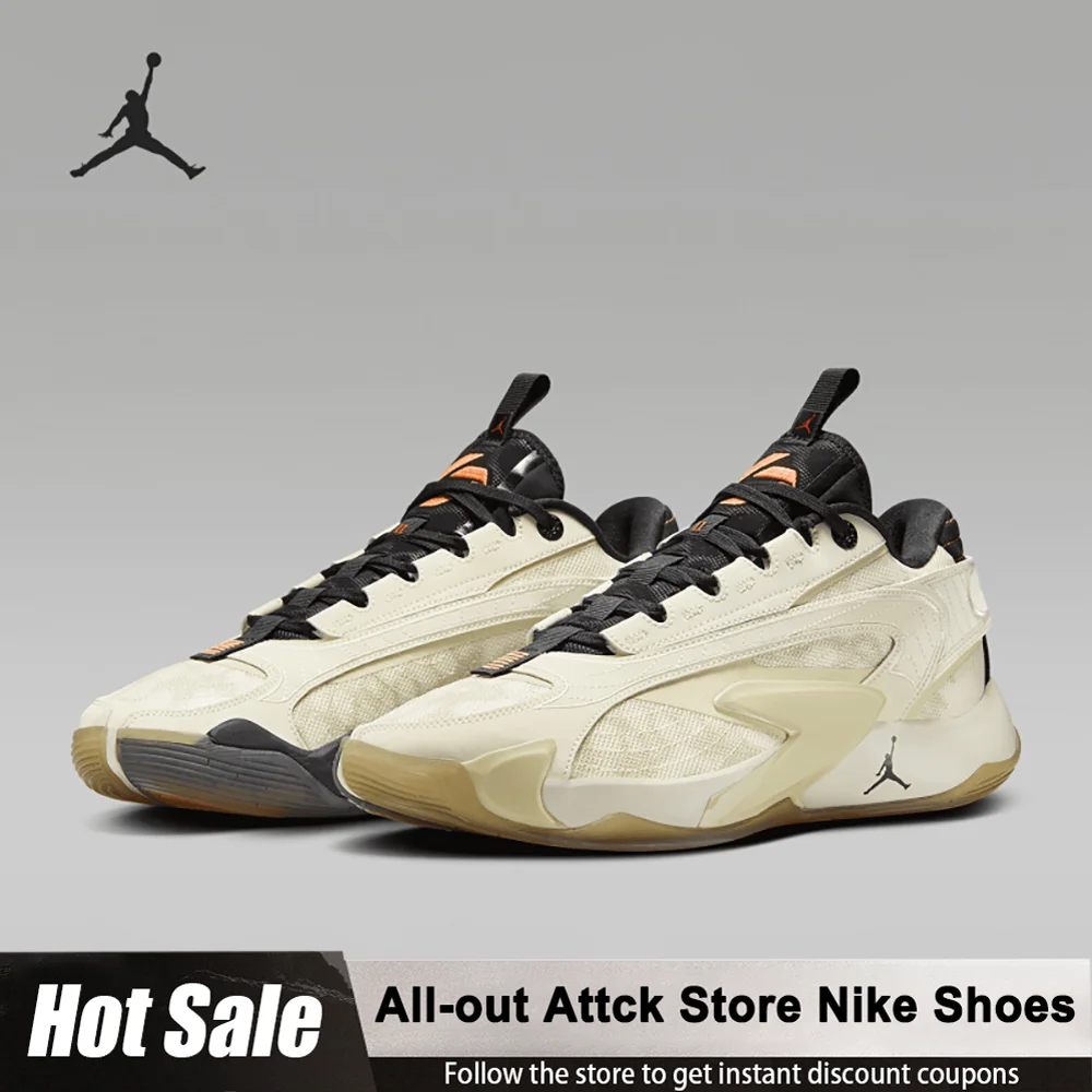 Мужские износостойкие баскетбольные кроссовки Nike Jordan Luka 2, DX9012-100, амортизирующие повседневные туфли с круглым носком из кружевной ткани