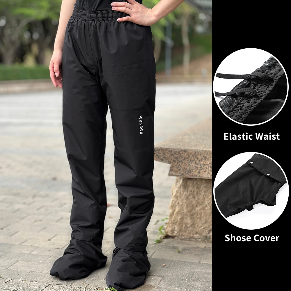 WOSAWE مقاوم للماء دراجة نارية السراويل الدراجات سكوتر دراجة الدراجين أيام المطر المطر السراويل المشي لمسافات طويلة الصيد المطر بنطلون عاكس