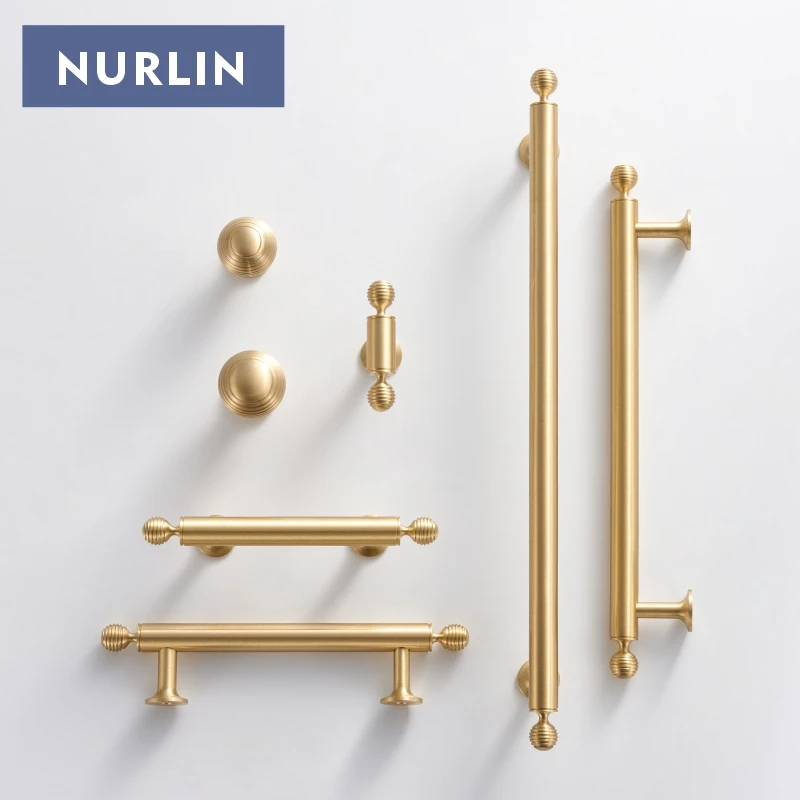 Nurlin Französischer Luxus-Küchenschrank aus massivem Messing, Möbel, Schublade, Schrank, Türgriff, runde Knöpfe, T-Bar, Kleiderschrankgriff