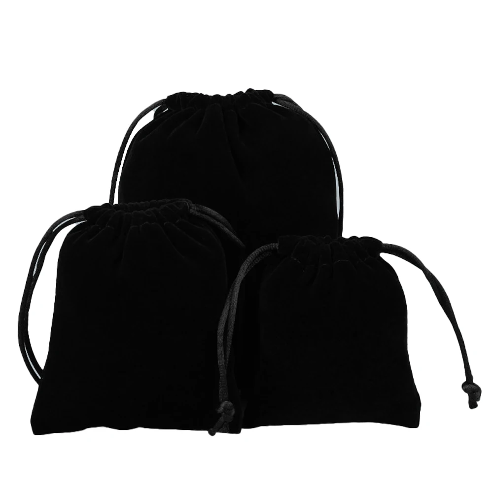 

10Pcs/Lot Black Jewelery Velvet Drawstring Bag Jewelry Gift Display Packing Pouches For Reusable Wedding Candy Christmas Gift