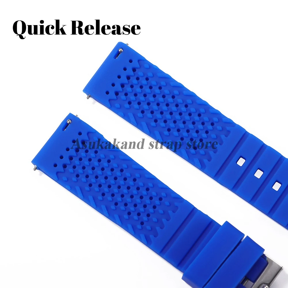 Silicone Watch Strap for Seiko for Omega Watchband Quick Release Breathable 16mm 18mm 20mm 22mm 24mm Rubber Soft Women Men Band view 3