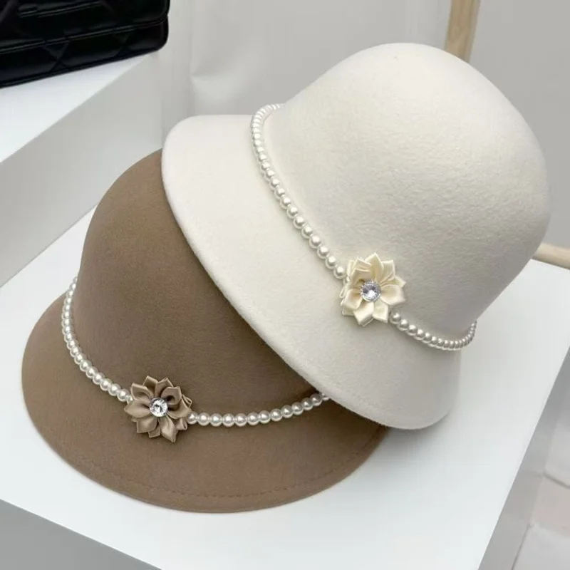 

Retro Wool Bucket Hat for Women Autumn Winter Warm Fisherman Hat Outdoor Rock Climbing Warm Woolen Basin Hat