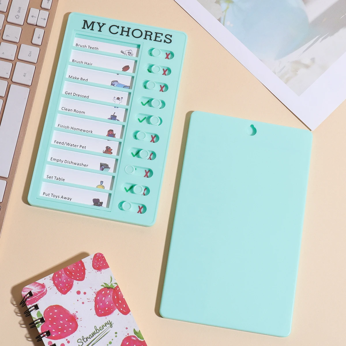 1 قطعة لوحة تسجيل الدخول للتخطيط الذاتي المنزلق الرائع ، تخطيط المهام للأطفال ، تشكيل الهبيت ، لوحة تسجيل قابلة للتركيب على الحائط