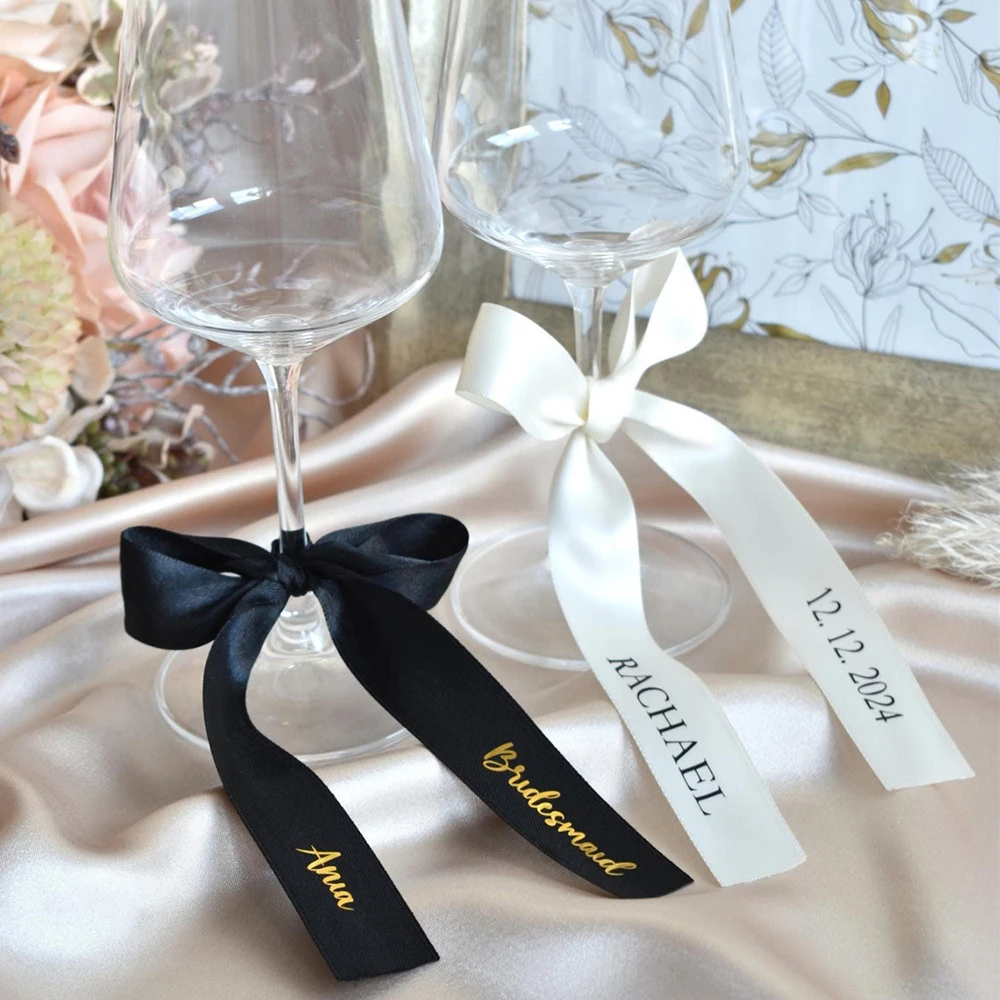 

Personalized Wedding Ribbon Name Place Cards Bridal Shower Cocktail Ribbons Party Decoration Favors Beverage Labels
