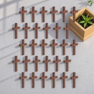 

30Pcs Cross Pendants Wood DIY Delicate Mini Cross Bracelet Charms Creative Hand Chain Decor Keychain Accessories
