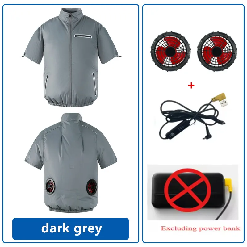 

New Summer Men'S Women'S Casual Loose Thin Short Sleeved Outdoor Fishing Heatstroke Prevention And Cooling Fan Cooling Jacket