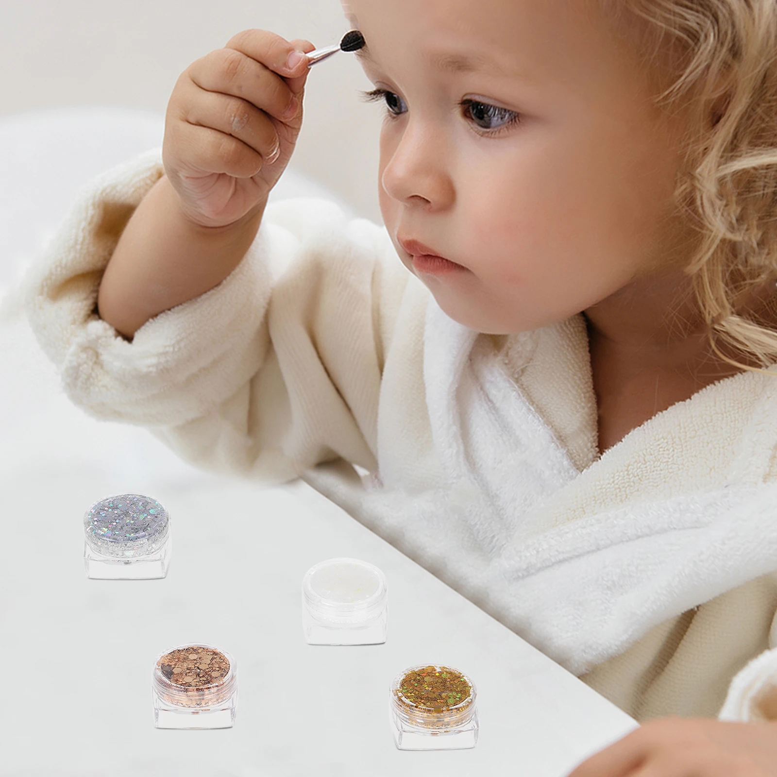 

4pcs Fine Glitter Eyeshadow Body Glitter Gel For Kids Face Hair Festival Mermaid Sequins Makeup Set Nail Art Tumbler