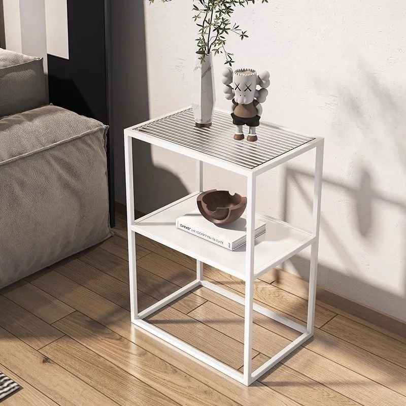 Living room home sofa, small coffee table, side table, glass bathroom storage rack, bedroom small ultra-narrow wrought iron