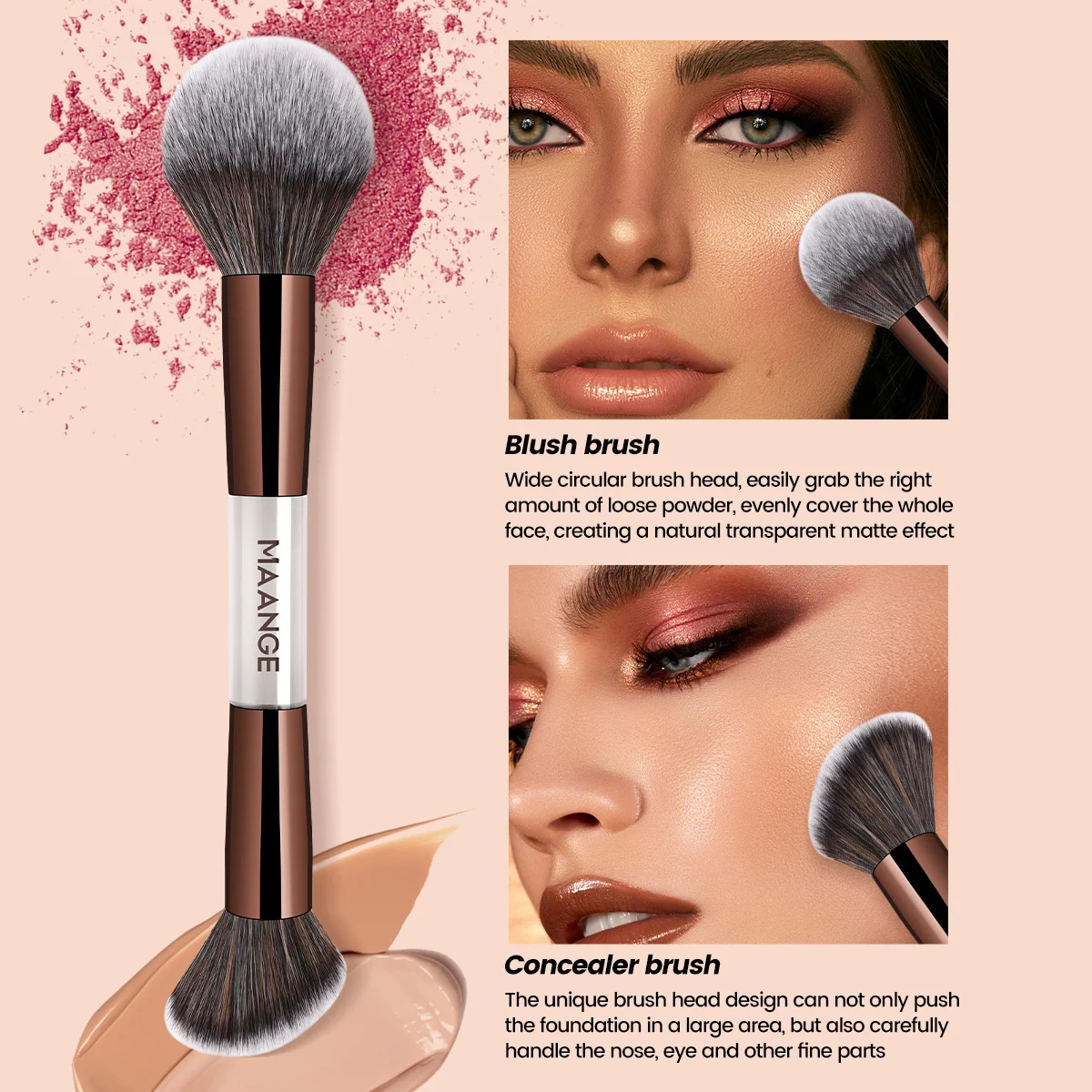 MAANGE Travel Makeup Brush Set 8pcs Essential Foundation Powder Concealers Eye Shadows Makeup Brushes with Travel Makeup Case