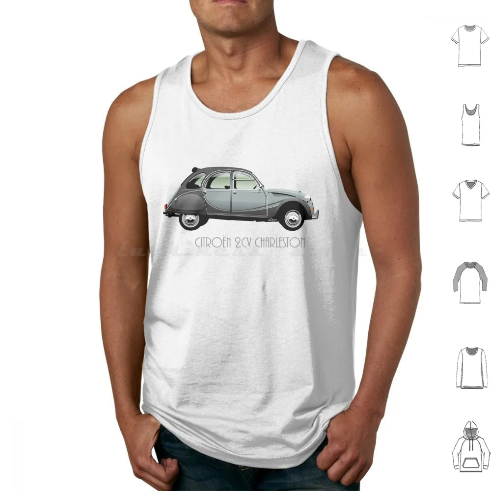 Citro Camisetas sin mangas grises N 2cv, chaleco sin mangas 2cv, 2 Cv, Deux, Chevaux, Deuxchevaux, coche francés clásico, icono especial de Francia