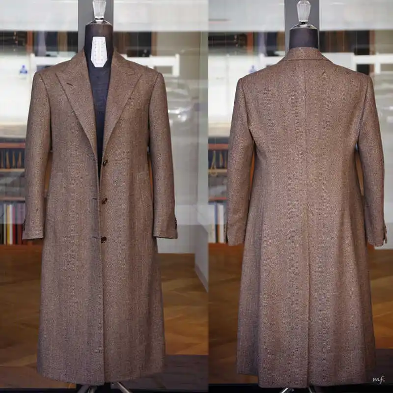 

Новое пальто, мужские костюмы, длинное пальто из смесовой шерсти, пиджак с остроконечными лацканами, однобортный свадебный формальный размер, большие размеры по индивидуальному заказу