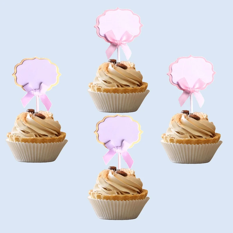 5Pcs Blank Space Can Write Diy Cake Topper Happy Birthday Wedding Party Baby Shower Custom Blessing Words Cake Decor Supplies