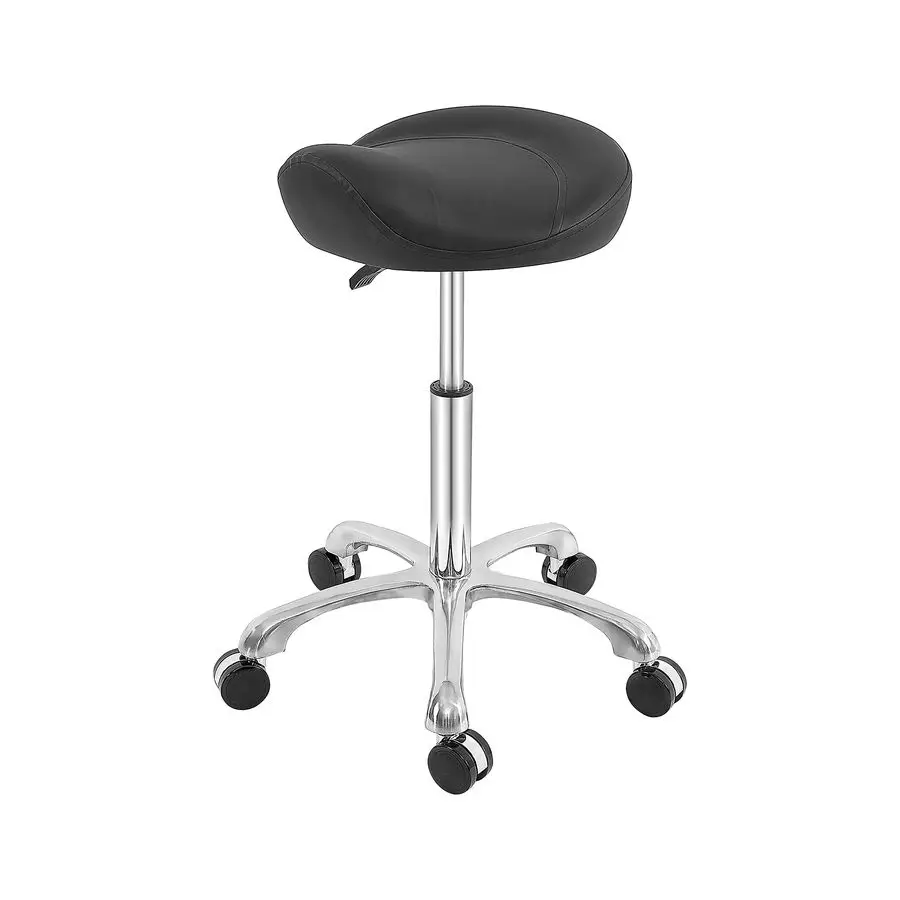 

Stool Rolling Swivel Height Adjustable with Wheels. Saddle Chair Salon, Spa, Tattoo, Pedicure, Massage Esthetician ChairBlack