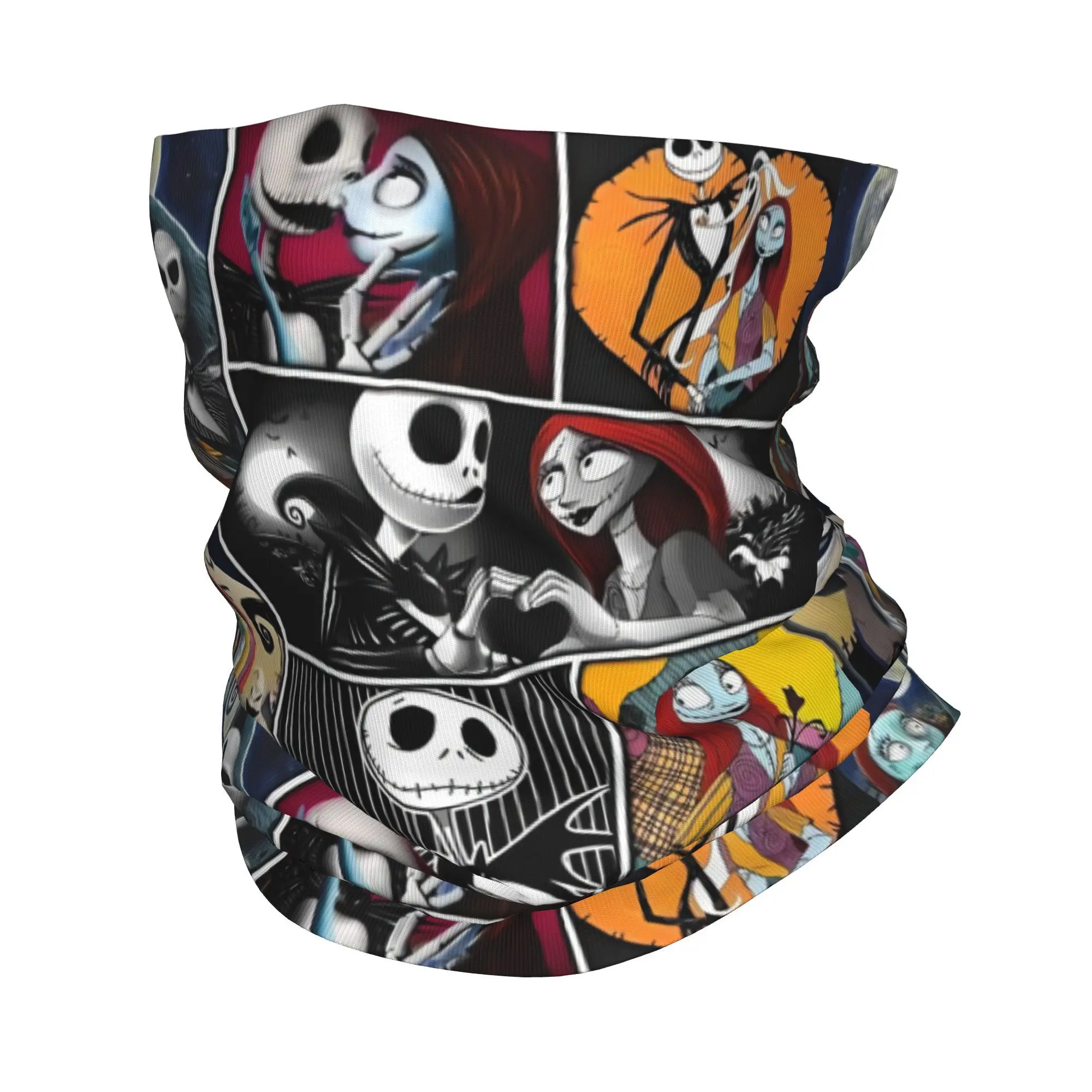 Custom Halloween Jack Skellington Collage Bandana Neck Warmer Men Women Winter Ski Hiking Scarf Gaiter  Face Cover