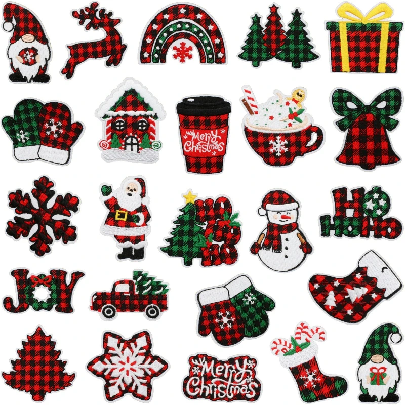New Style Fashion Cartoon Christmas Tree Snowflake Theme Sew Iron-on Embroidery Patch DIY Clothing Coats Jeans T-shirt Bags Hat