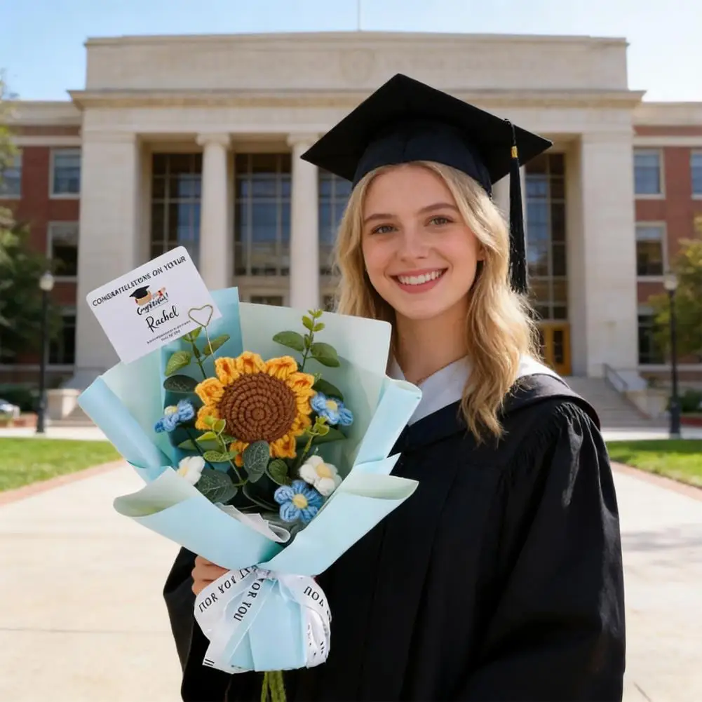 

Crochet Graduation Bouquet,Handmade Finished Sunflower,2026 Grad Party Gifts,Birthday Gift,Home Decor