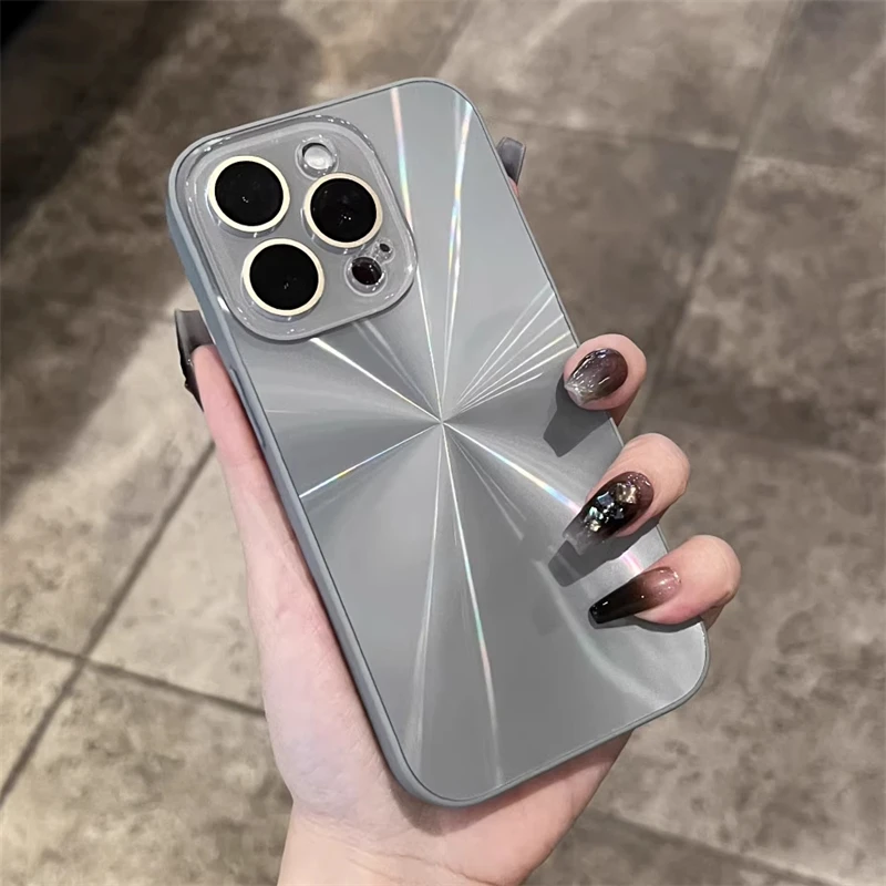 Luxury 6D Colorful Laser Aurora Case For iPhone 16 15 14 Plus 13 12 11 Pro Max Soft Bumper Shockproof Glass Camera Hard PC Cover image 2
