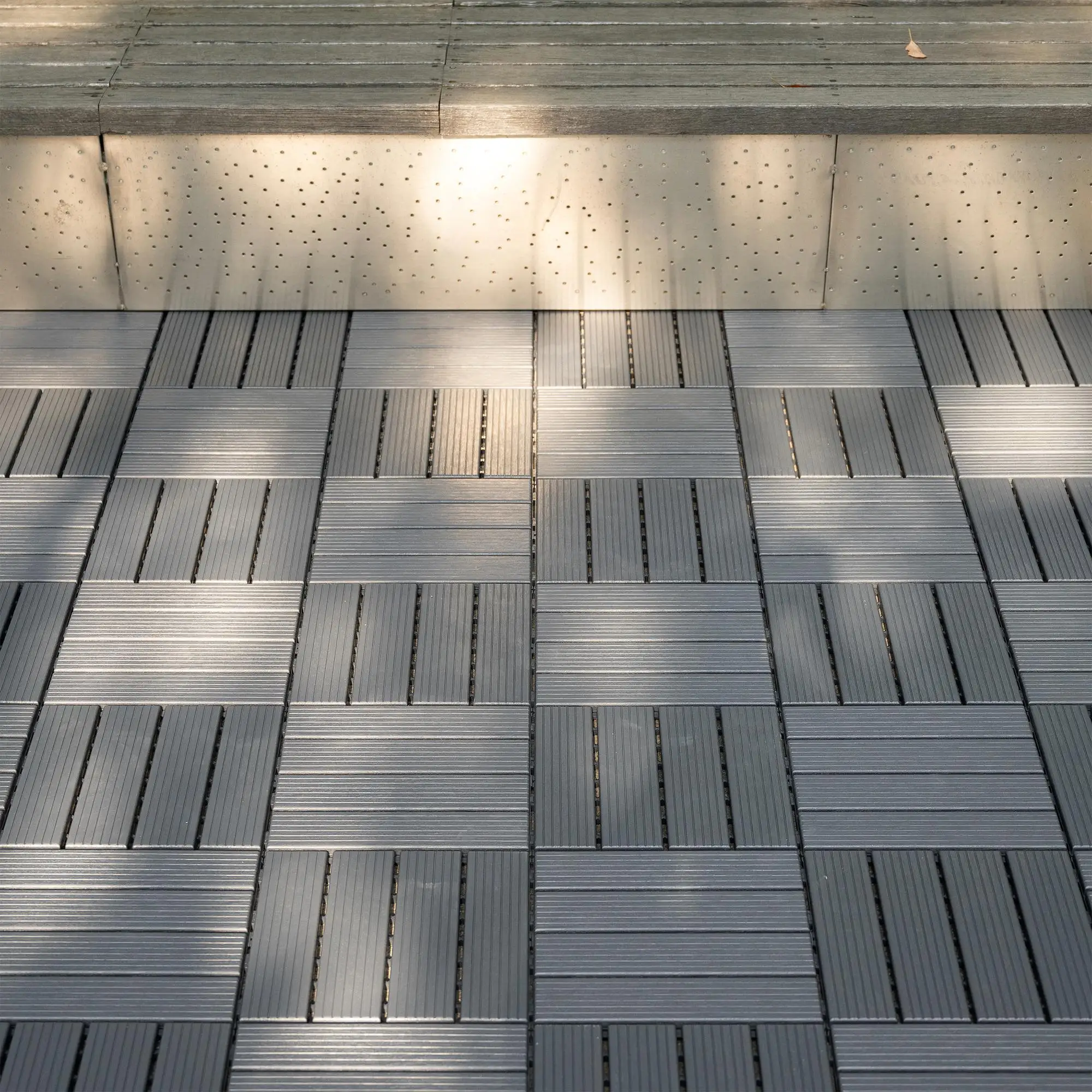 44 Pack Waterproof Plastic Interlocking Deck Tiles - 12x12 Outdoor Patio Flooring for poolside , Balcony & Backyard - Grey