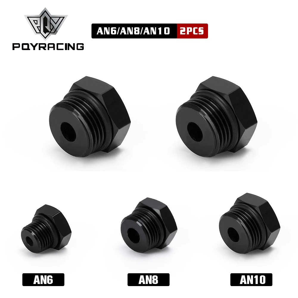 2 Pieces AN6 AN8 AN10 Male Block Off Cap Fitting Hex Head Plug With O-Ring Adapter Aluminum Alloy BL02