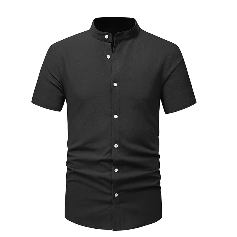 LH131 camisa de manga corta para hombre, camisa Formal de algodón y lino, uso General