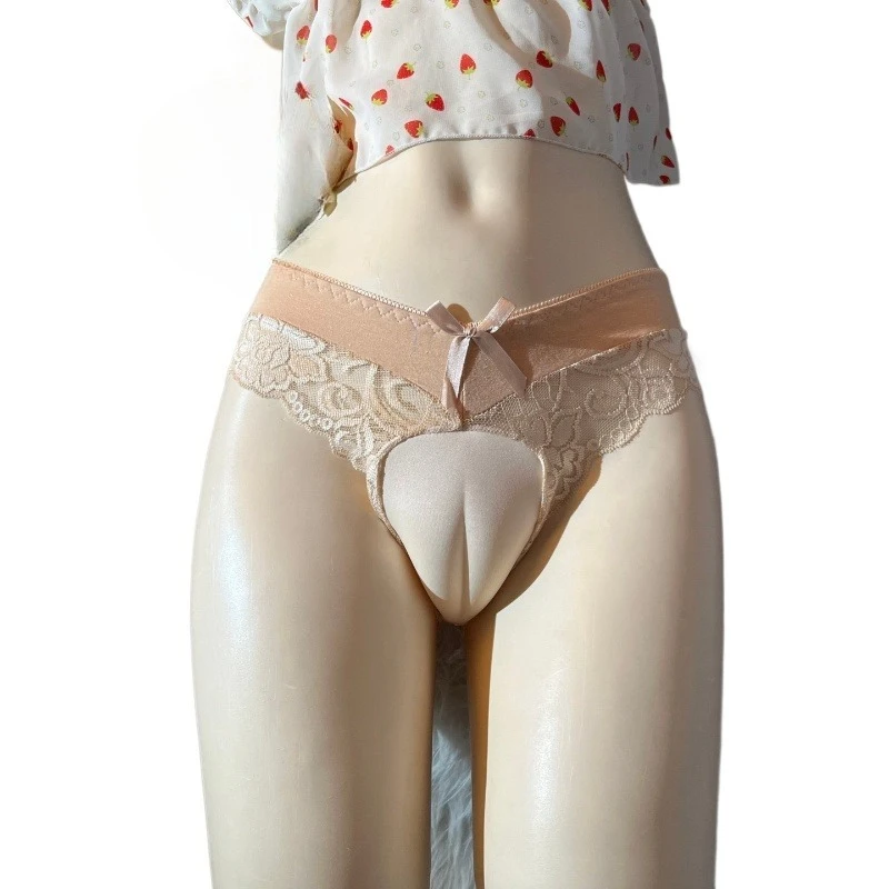 Sissy Lingerie For Men Camel Toe Underwear Ultra-Thin Lace Panties Sheer Hiding Gaff Thong G-String Low Rise T-Back Briefs