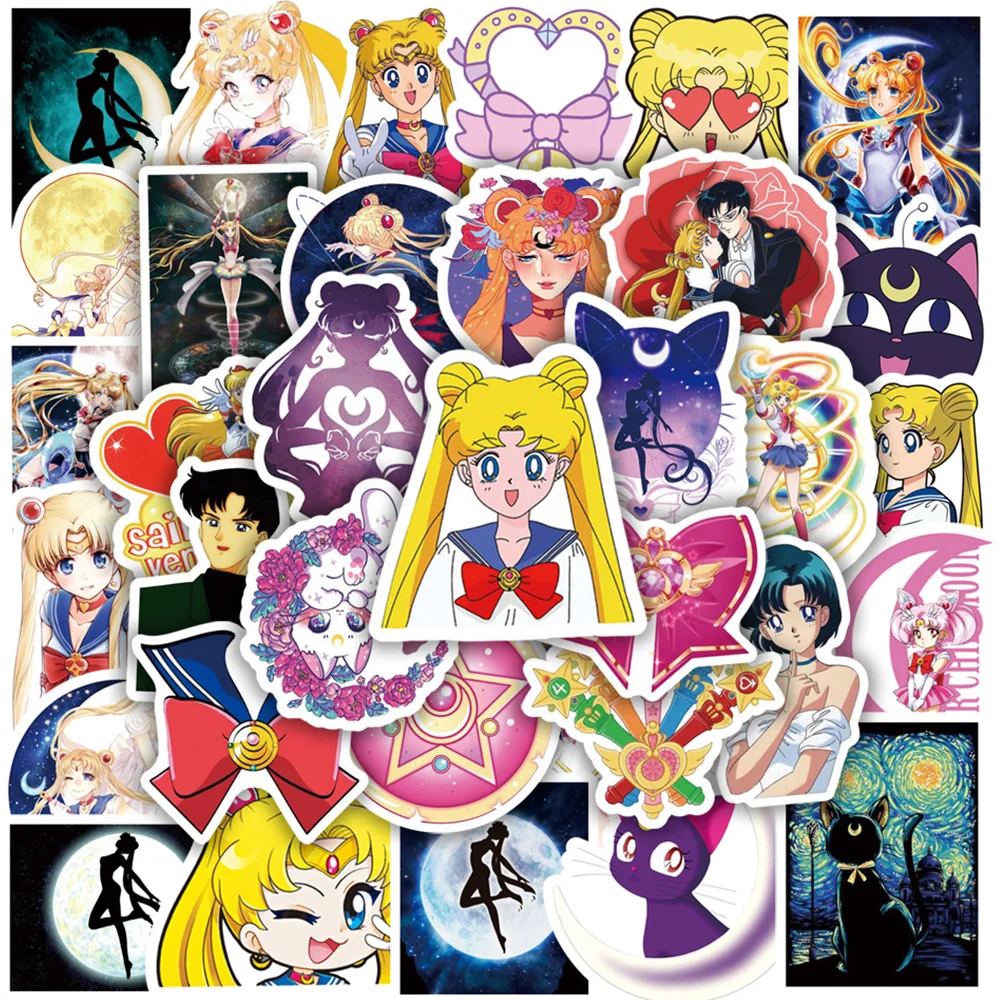 10/30/50/100PCS Cute Sailor Moon Anime Stickers Kawaii Beautiful Girls Decals DIY Diary Stationery Bike Cartoon Kids Sticker Toy