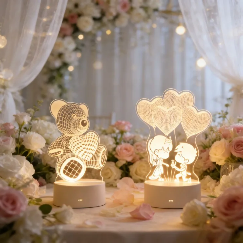 

Светодиодный ночник 3D из акрила для декора свадебной вечеринки, с питанием от USB, неоновый светильник, подарки на день рождения, День святого Валентина, украшения для стола