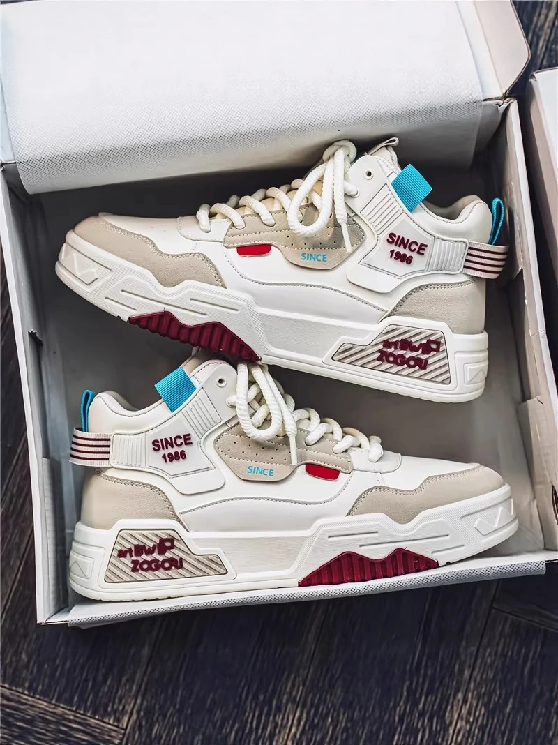 

Trendy High Top Men's Shoes Casual Versatile Student Wear PU Leather Low Top Sneakers Comfortable Sporty Style for Youth