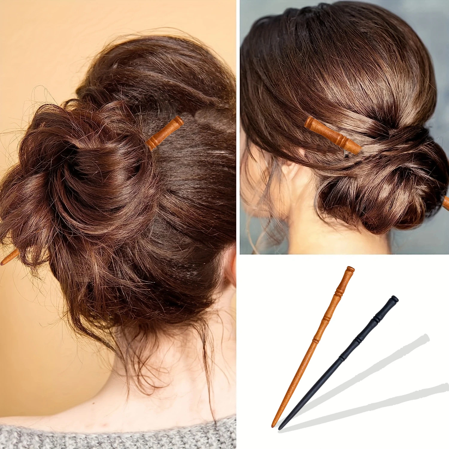 4pcs Stick Hair Clips Pins Women Wood Hair Sticks Natural Chopstick Shaped Hairpin Classic Ethnic Girl Hair Accessories