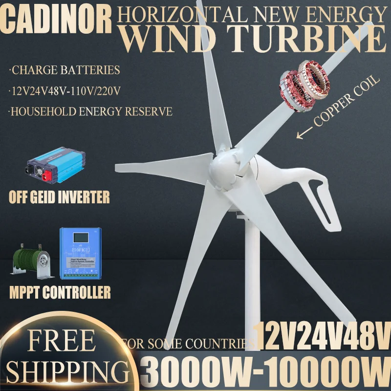 3000W-10000W 12v 24v 48v New Arrival Free Energy Wind Turbine Generator Windmill With Wind Controller Home Use Low Wind Speed