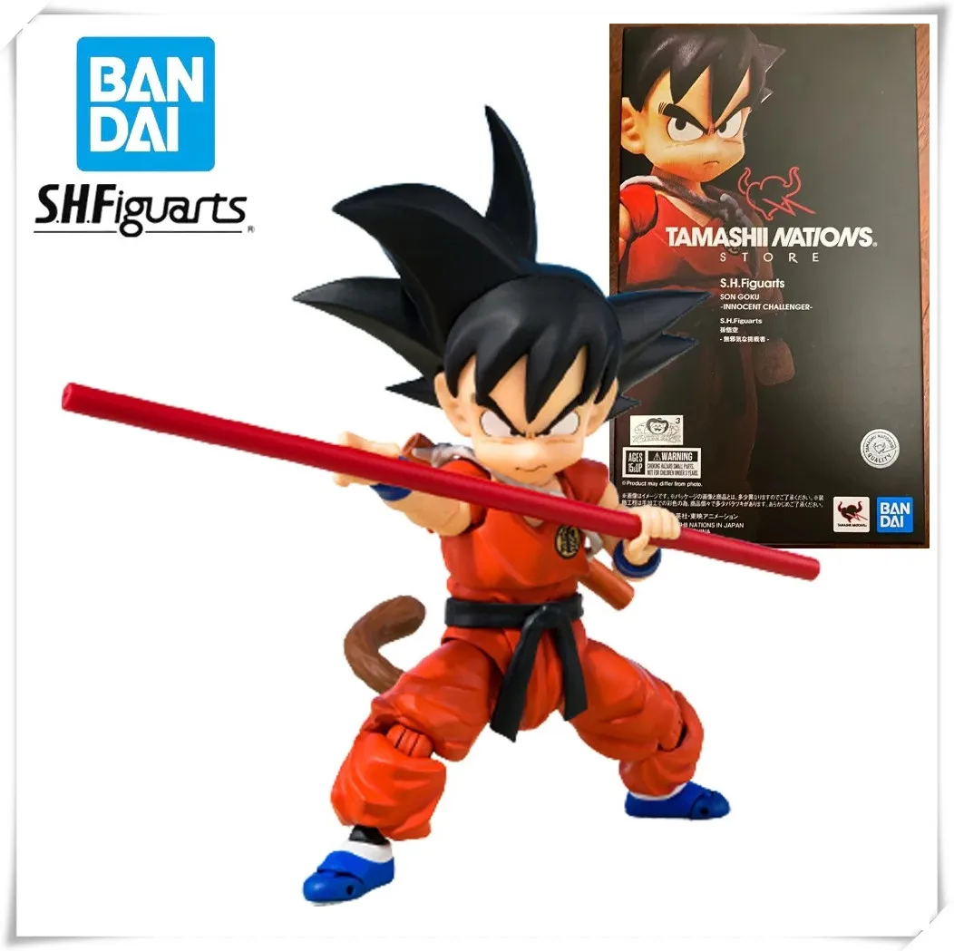 Original em estoque bandai shfiguarts tnst anime dragon ball inocente desafiador son goku figura de ação modelo genuíno brinquedo em caixa